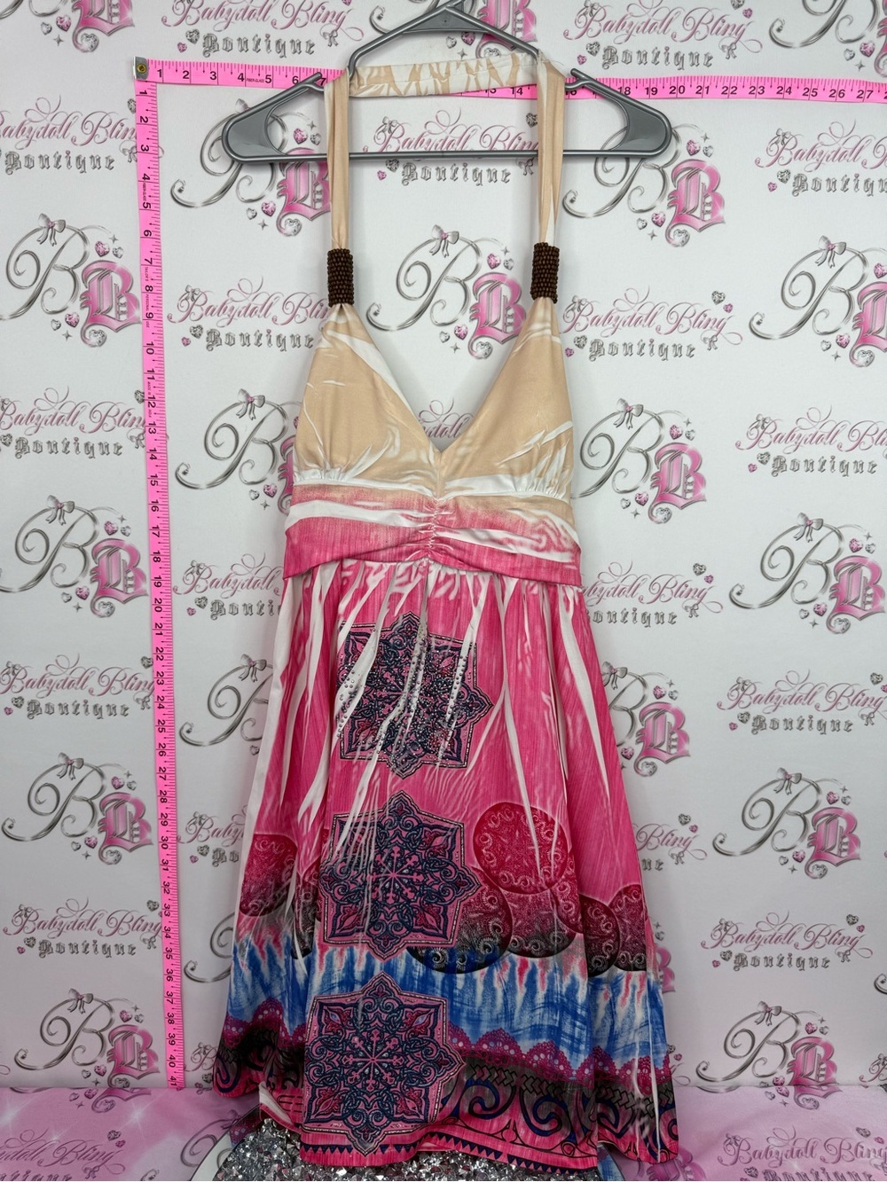 Elizabeth's Secret dress boho Pink white cream